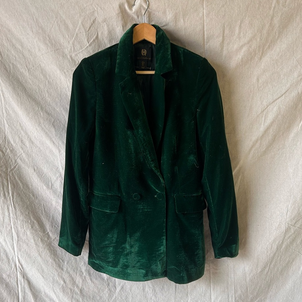 Green Velvet Oversized Blazer